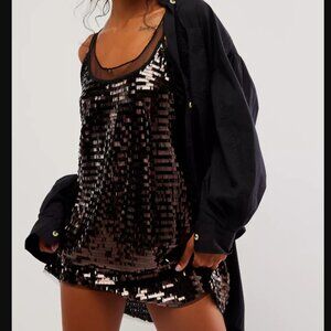Free People Black Sequin Mini Dress